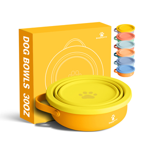 Double bol 2 en 1 <span class=keywords><strong>Support</strong></span> d'alimentation pour chien Conception portable personnalisée pour nourriture et eau Bol anti-déversement pour animaux de compagnie pour le voyage et l'extérieur - Product Image 5