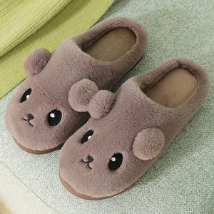 Chaussons d'intérieur en coton pour femme avec fourrure en peluche mignonne, chauds pour l'hiver, antidérapants, à semelle épaisse, doux et respirants - Product Image 6