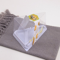 Récipient à sandwich en plastique Mini boîte à gâteau Conteneurs pour tranches de gâteau de boulangerie Boîte à mousse triangulaire avec fourchette