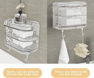 High-Grade <b>Plastic</b> Wall-Mounted Soap Box Rotatable Punch-Free Storage <b>Rack</b> Double Tiers Injection Technics Bathroom Use Sundries - Product Image 4