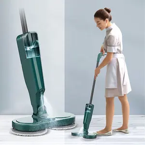 Home usb rechargeable cordless mopping cleaner water tank spray steam wet dry automatic 360 spin floor mop machine