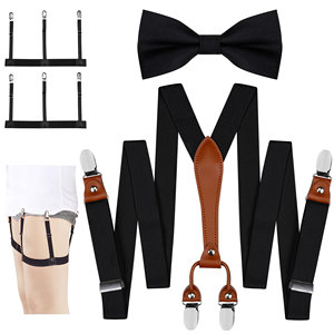 Người Đàn Ông Của Ban Nhạc Đàn Hồi Treo Niềng Răng Giản Dị Treo Dây Đeo Bretele Với Áo Sơ Mi Clip Và Bow Tie 3 cái/bộ Cho Cuộc Họp Làm cỏ - Product Image 1