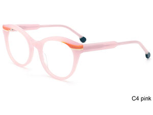 Lunettes rondes œil-de-chat minimalistes de haute qualité pour le quotidien, avec monture et branches cousues, polyvalentes pour le bureau et les réunions - Product Image 5