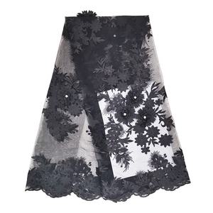 Tissu brodé en tulle noir à dentelle guipure aso ebi, robe de haute qualité, <span class=keywords><strong>prix</strong></span> d'usine, nouvelle collection - Product Image 1