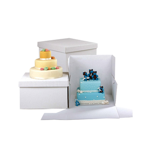 Boîte de livraison de gâteau ondulé pliable blanche avec fenêtre recyclable 6-14 pouces dossiers d'emballage de gâteau mariage accepter - Product Image 5