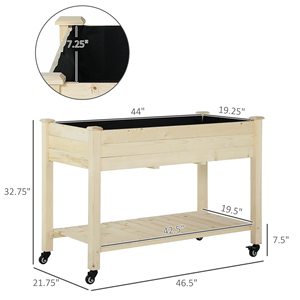 Jardinière surélevée en <span class=keywords><strong>bois</strong></span> à 4 roues Boîte de plantation extérieure en <span class=keywords><strong>bois</strong></span> résistante à la pourriture Lit de plantation <span class=keywords><strong>surélevé</strong></span> <span class=keywords><strong>pour</strong></span> légumes - Product Image 3