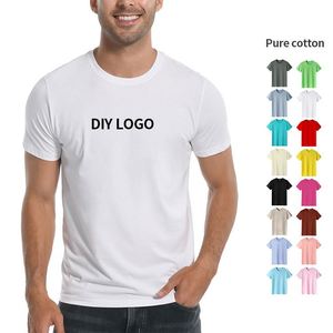 Breathable Quick Drying Men's T-shirt Woven Solid Color Casual Sports T Shirt Short Sleeved Blank Embroidery Custom logo T-shirt - Product Image 1