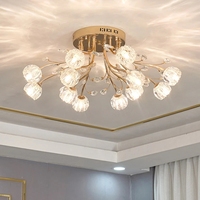 Lustre en cristal de métal doré de style européen belle fleur Design G9 ampoule pour salon Restaurant chambre AC maison hôtel