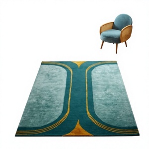 Alfombra de Lana de Alta Calidad, Personalizada, Marca ITHL, Diseño Geométrico Moderno, Hecha a Mano, Antideslizante, para Sala de Estar, Uso Doméstico, Pelo Corto - Product Image 1
