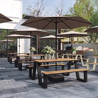 Ensemble table et chaise en métal pour marché nocturne en plein air, combinaison avec parasol, pour rue commerciale, salon de thé, café, banc décontracté, salle à manger