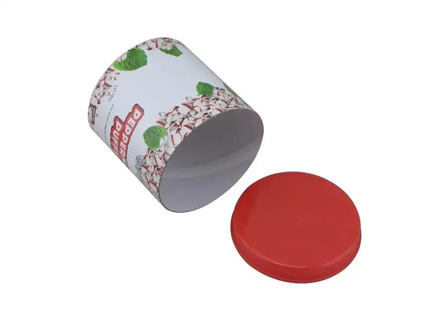 Food Grade Rolled Edge PE-Coated Liner Paper Cardboard Tube Packing With Buckled Plastic Insert Lid