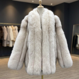 Manteaux d'hiver chauds en fourrure de renard blanc pour hommes, col en V, imperméables, réversibles, rembourrés de duvet, vente en gros OEM - Product Image 2