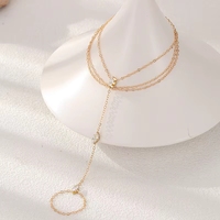 Delicado Brazalete de Cadena de Mano Vintage Chapado en Oro de Acero Inoxidable, Elegantes Anillos de Brazalete para Mujer, Regalo de Cumpleaños o Festividades