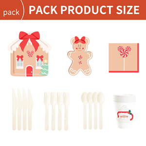 Juego de Vajilla Desechable DAMAI Personalizado con Diseño de Hombre de Jengibre y Casas Rojas para Fiesta de Navidad, Incluye Platos, Vasos y Servilletas de Papel - Product Image 4