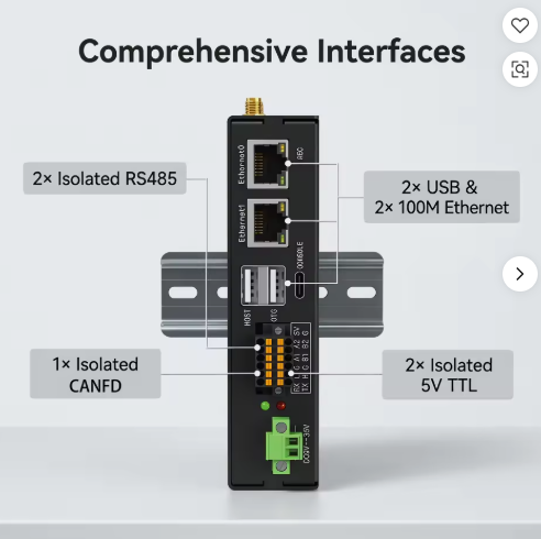 9-36VDC Industrial 4G Lte Gateway RK3506 Ubuntu24.04 Linux Industrial RS485 LoRaWan CAN WiFi Wireless 4G Lte Linux Iot Gateway