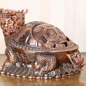 Posacenere Europeo Retrò a Forma di Tartaruga Drago, Creativo e di Tendenza, Sferico in Metallo Multifunzionale per Ufficio, Casa e Soggiorno con Coperchio - Product Image 3