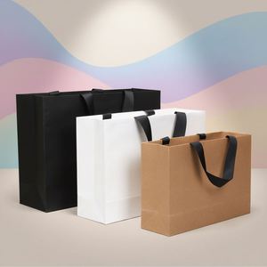Bolsa de Compras de Cartón Kraft Personalizada, Hecha a Mano, Reciclable, Ecológica, Biodegradable, con Asas de Cinta para Cartera - Product Image 1