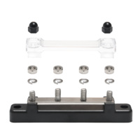 Barre omnibus 4 voies M6, bloc de distribution d'alimentation en cuivre nickelé avec couvercle transparent pour câblage automobile et VR