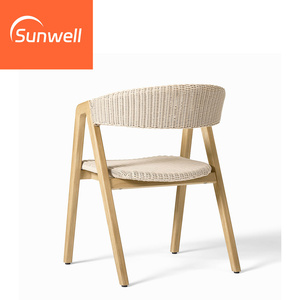 Meubles de salle à manger en plein air en bois haut de gamme de luxe chaises en osier de rotin de jardin en bois de teck pour café - Product Image 3