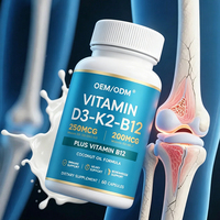 Yiteng WSS-GG Vitamine D3 K2 MK7 B12 pour adultes en capsules riches en protéines 250mcg D3 200mcg K2 60 capsules par jour
