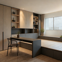 Ensemble de chambre à coucher en bois inclinable personnalisé avec lit de rangement pour appartement et villa – Mobilier de maison moderne