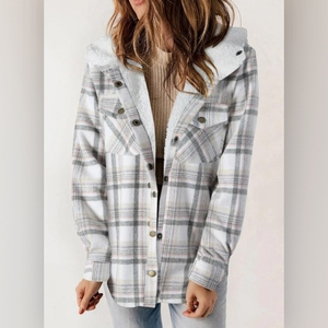 เสื้อแจ็คเก็ตลายสก็อตผู้หญิง ฤดูใบไม้ร่วง/ฤดูหนาว ปี 2026 แขนยาว ซับในขนแกะ มีฮู้ด และกระเป๋า - Product Image 3