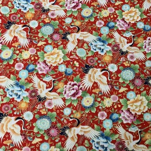 Tissu en coton japonais métallisé Lurex de style oriental, motif traditionnel de grue pour vêtements masculins, nappe, pardessus - Product Image 2