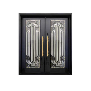 Portes <span class=keywords><strong>d</strong></span>'<span class=keywords><strong>entrée</strong></span> modernes en <span class=keywords><strong>fer</strong></span> <span class=keywords><strong>forgé</strong></span> à double vitrage pour appartement - Product Image 1