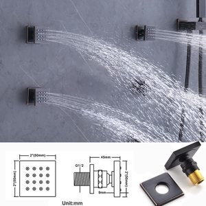 Ensemble de robinets de douche thermostatiques complets en bronze huilé avec jet de corps 4 pièces pour accessoires de robinet de salle de bain - Product Image 4