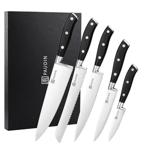 German Knife Set 5 PCS Professional 5Cr15Mov Steel Kitchen Knife Cutlery Set With ABS Plastic Handle Chef Knife Set