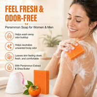 Savon en barre ELAIMEI au kaki 100g, au beurre de karité, désodorisant, sans parabène, nettoyant en profondeur pour éliminer les odeurs indésirables
