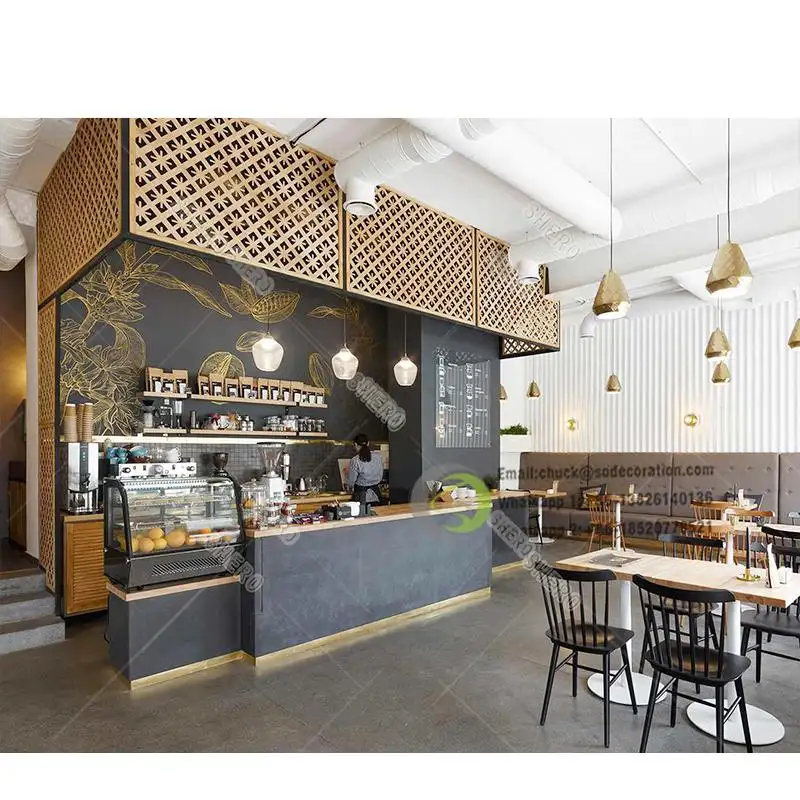 La caffetteria di lusso 3D progetta la mobilia di legno popolare del caffè mobilia su ordinazione del servizio di esposizione del negozio del Bar per la caffetteria