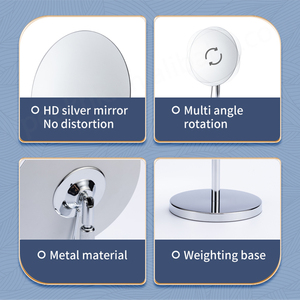 Espejo de maquillaje de escritorio de tocador ajustable de metal personalizado Espejos de forma ovalada para mesa sin montura - Product Image 2