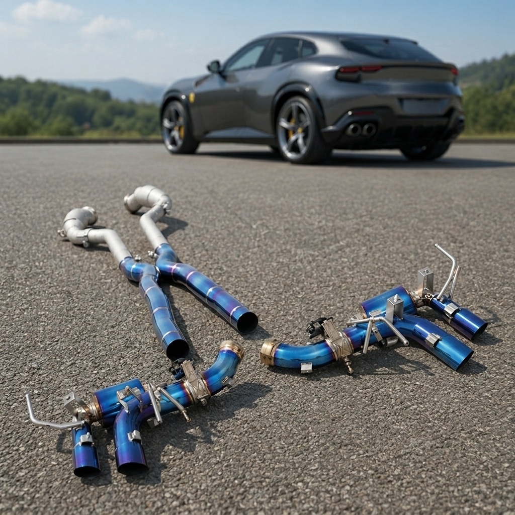 VantaFlow Upgraded Titanium Full Set Exhaust System Catback Downpipe Blue Burnt for Ferrari Purosangue FUV 6.5L V12 2022-2026