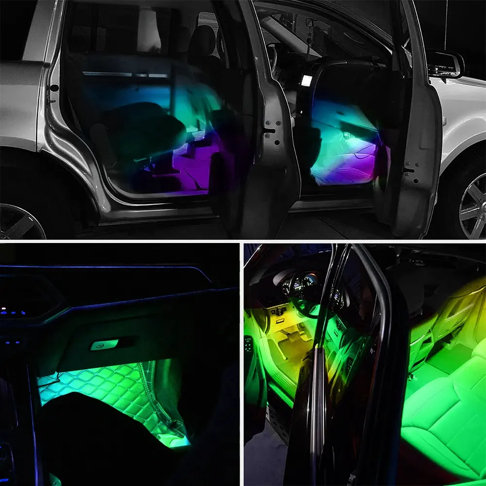 Digital RGB 5050 Foot decorativo LC8806 LED Strip Atmosphere luci ambientali interne per auto con telecomando Wireless per musica APP