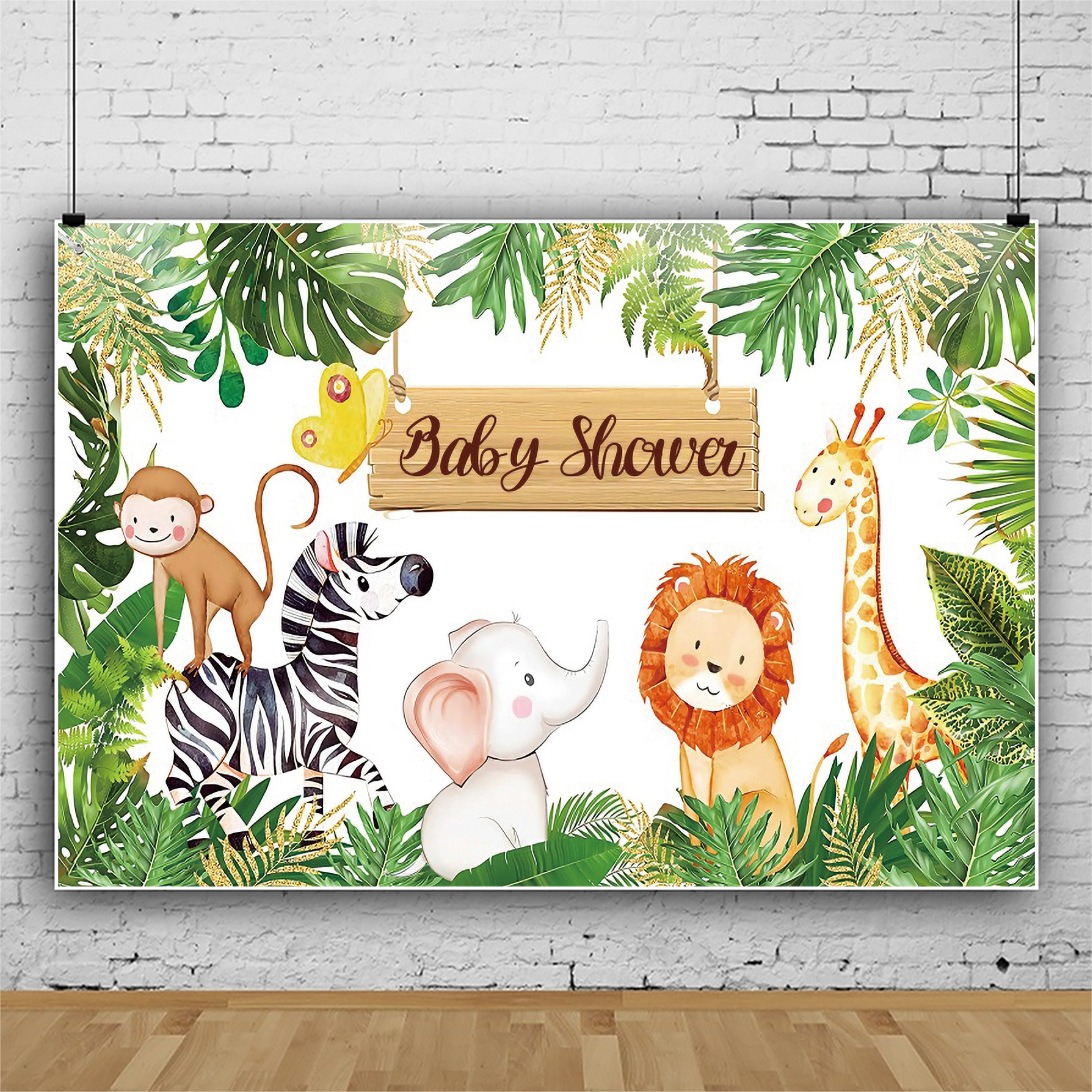 Yeele Wald Babyparty Hintergrund, 2x2 M – Runder Fotohintergrund Mit Eukalyptus & Tieren, Aus Polyester