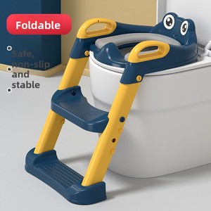 Escalera Auxiliar <span class=keywords><strong>de</strong></span> Plástico para Inodoro con Diseño <span class=keywords><strong>de</strong></span> Dibujos Animados, Anillo <span class=keywords><strong>de</strong></span> Seguridad para Inodoro Infantil, <span class=keywords><strong>Asiento</strong></span> Plegable para Bebés con Cojín <span class=keywords><strong>de</strong></span> PU/PVC - Product Image 1
