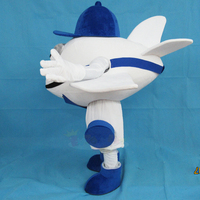 Costume de mascotte d'avion personnalisé pour adultes unisexe avec ailes et casquette, service OEM pour événements et fêtes