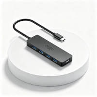 Hub USB-C vers 4 ports USB 3.0, transfert de données haute vitesse 5 Gbps, extension de ports USB pour la maison et le bureau, configuration de travail sur ordinateur portable