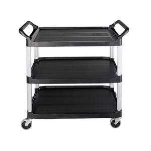 Carrello portaoggetti a 3 ripiani in plastica nera con ruote per uso in cucina o ufficio - Product Image 2
