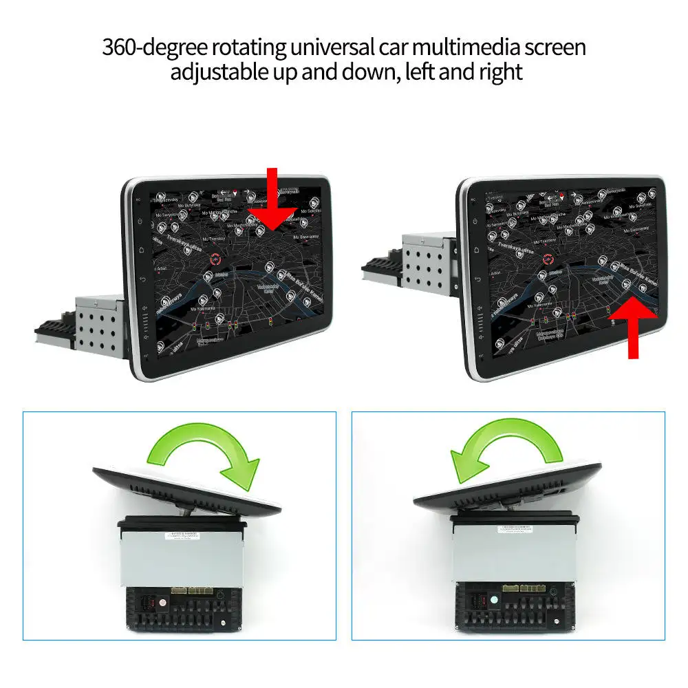 Radio Multimedia Mobil 1 Din, Radio mobil layar sentuh 10 inci dapat diputar, sistem pemutar Dvd Gps navigasi mobil Stereo