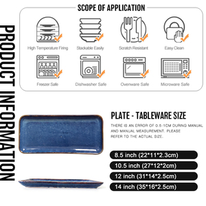<span class=keywords><strong>Piatto</strong></span> <span class=keywords><strong>Rettangolare</strong></span> in Ceramica Blu Stile Nordico per Ristoranti, <span class=keywords><strong>Piatto</strong></span> <span class=keywords><strong>Rettangolare</strong></span> in Porcellana per Sushi per Hotel, Vendita Diretta dalla Fabbrica - Product Image 6