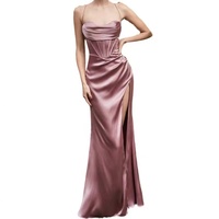 Nouvelle Robe Longue en Satin Noir Sexy et Élégante, Sans Manches, avec Corset Cristallisé, Fente Haute, Bustier, Naturelle, Respirante et Écologique