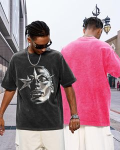 T-shirts graphiques décontractés pour hommes, coupe oversize, manches courtes, tricotés, imprimés, style vintage hip-hop streetwear, effet délavé, anti-plis, respirants - Product Image 5