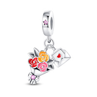 Breloques Pendentifs en Forme de Bagages d'Avion et Fleurs, Style Touristique, en Cuivre Plaqué Argent, pour Bracelets DIY, Logo Personnalisé, Petite Quantité
