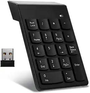 Conception ergonomique portable à 18 touches avec récepteur USB Clavier numérique sans fil 2.4GHz pour tablettes comptables pour ordinateurs portables