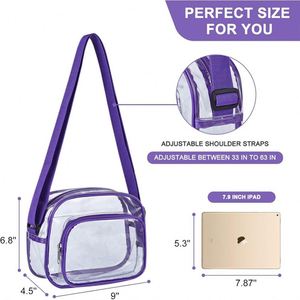 Sac à bandoulière transparent en PVC personnalisé, imperméable, approuvé pour les stades, sac messager transparent pour hommes et femmes, utilisation en extérieur - Product Image 2