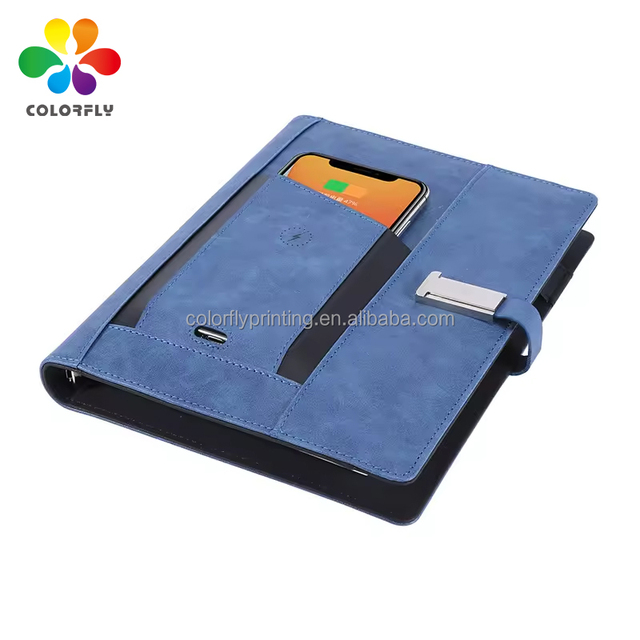 PU A5 Notebook Custom Notebook Printing Smart Fingerprint Lock Notebook With Wireless Charging and USB