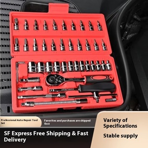 Jeu de clés mixtes portables en acier au carbone, 46 pièces, populaire, pour réparation automobile, outils à main OEM, douilles à tête carrée, entraînement 1/2 pouce, garantie 1 an - Product Image 3