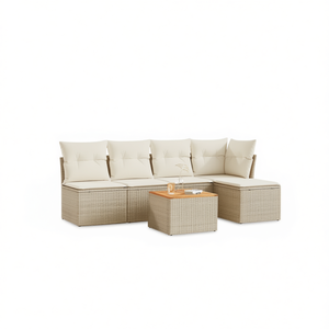 Ensemble de canapés de jardin en rotin beige 6 places, mobilier d'extérieur résistant aux intempéries, design contemporain - Product Image 1
